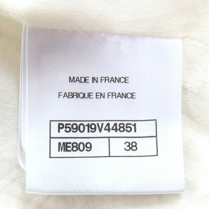 極美品△CHANEL シャネル P59019 ココマーク シフォンリボン付き セーラーカラー ZIP UP ツイード ジャケット アイボリー レッド 38 仏製