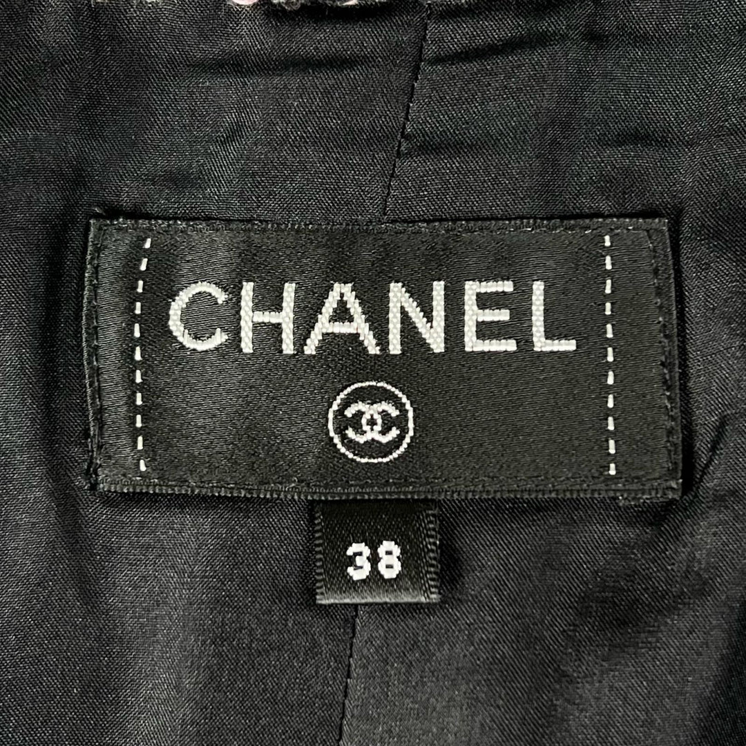 極美品▲CHANEL シャネル P73336 裏地シルク100% ライオンボタン ツイードスカート ブラック ピンク 38 フランス製 レディース
