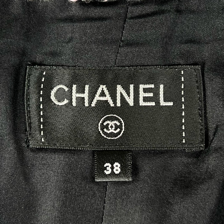 極美品▲CHANEL シャネル P73336 裏地シルク100% ライオンボタン ツイードスカート ブラック ピンク 38 フランス製 レディース