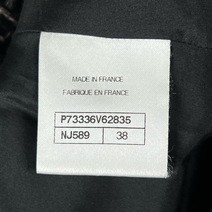 極美品▲CHANEL シャネル P73336 裏地シルク100% ライオンボタン ツイードスカート ブラック ピンク 38 フランス製 レディース