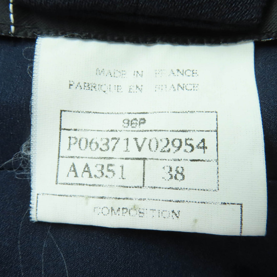 美品☆CHANEL シャネル 96P P06371V02954 ウール ココマークボタン ノースリーブ ワンピース ネイビー 38 フランス製 正規品 レディース