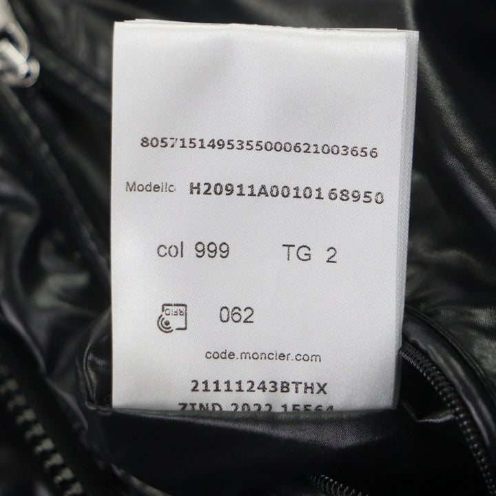 極美品▼MONCLER モンクレール 22AW CORYDALE コリデール ロゴワッペン付 フーデッド WZIPUP ダウンジャケット ブラック 2 正規品 メンズ