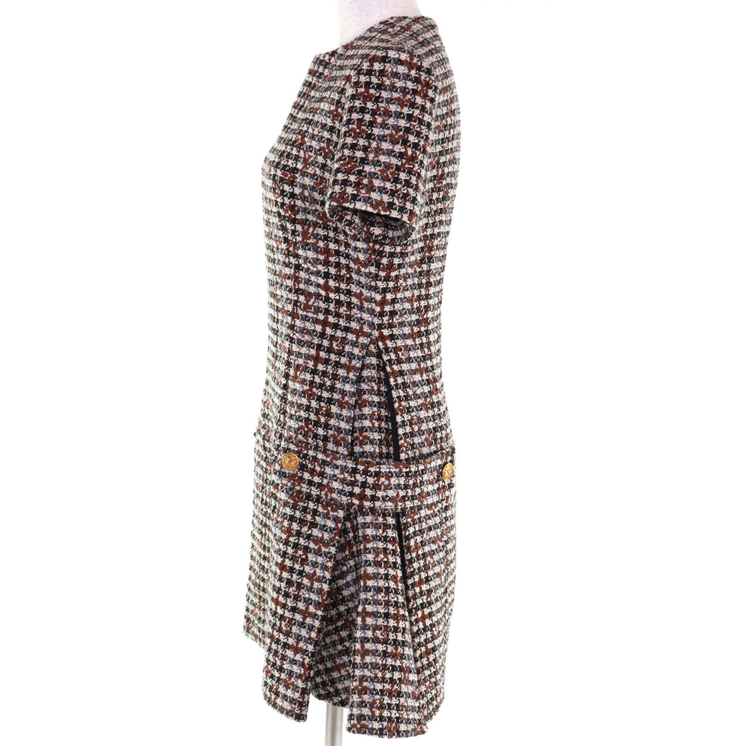 極美品◇LOUIS VUITTON ルイヴィトン FNDR50 ウール モヘア混 モノグラム ツイード ドレス ワンピース 36 ハンガー・ガーメント付 正規品