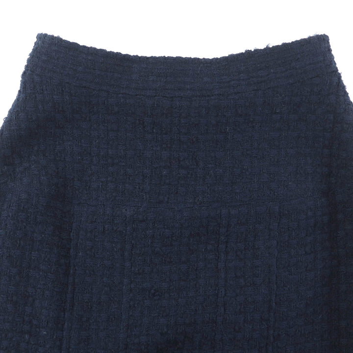 美品◇CHANEL BOUTIQUE シャネルブティック ヴィンテージ ウール 90’s ココマークボタン・ロゴベルト付き ツイード スーツ ネイビー 36