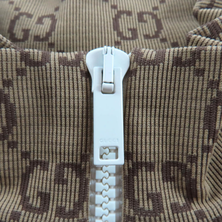 未使用品★GUCCI グッチ 715524 GG柄 ハーフZIP 長袖 クロップド トップス ブラウン S イタリア製 正規品 レディース