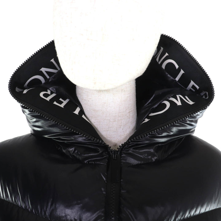 極美品★MONCLER モンクレール 22-23AW H20931A00022 CLAIR ラバーロゴワッペン付 ZIP UP ダウンジャケット 黒 2 正規品 レディース