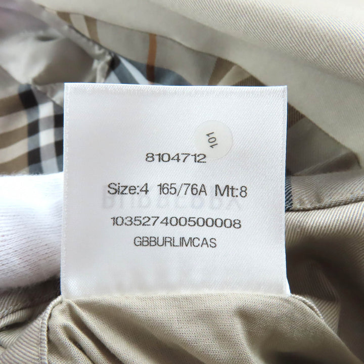 極美品★BURBERRY バーバリー 8104712 ベルト付 裏地チェック柄 キャッスルフォード トレンチコート 4 ガーメント付 正規品 定価408100円
