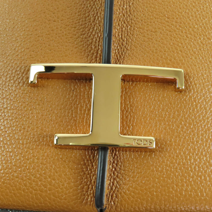 極美品★TOD’S トッズ XBWTSAQ0000Q8ES410 TOD’S TSA SECCHIELLO MICRO Tタイムレス レザー 2WAY バケットバッグ ブラウン 箱・袋付