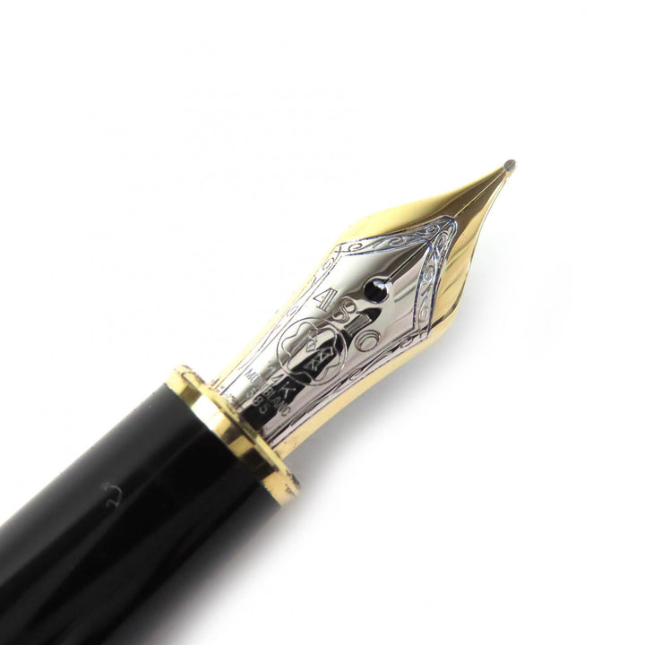 良品△MONTBLANC モンブラン マイスターシュテュック クラシック ペン先14K Fニブ ホワイトスター 万年筆 ブラック ゴールド 西ドイツ製