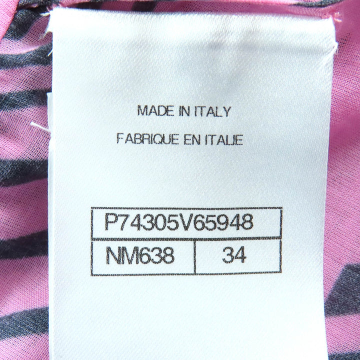 極美品△CHANEL シャネル 2023年製 P74305 コットン100％ ココマーク柄 総柄 フレア ミニスカート ピンク ブラック 34 袋付 伊製 正規品