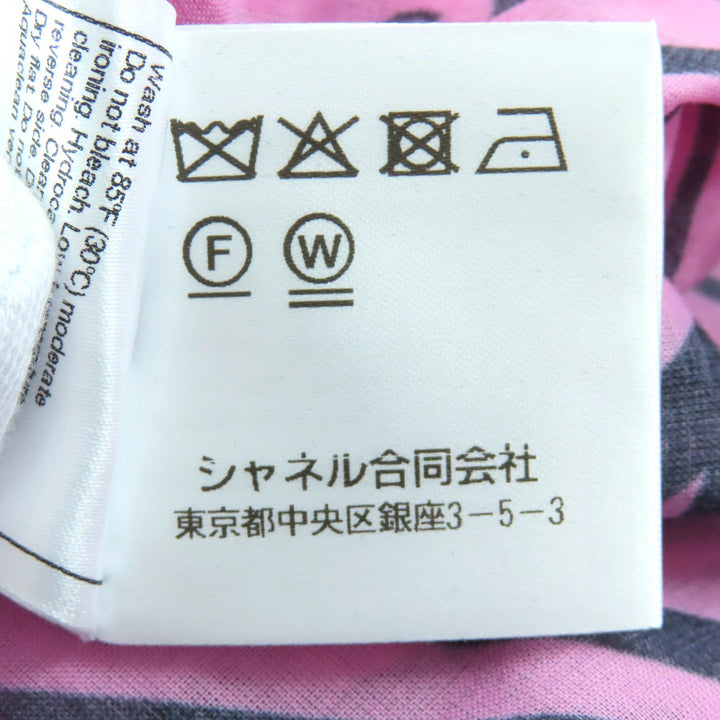 極美品△CHANEL シャネル 2023年製 P74305 コットン100％ ココマーク柄 総柄 フレア ミニスカート ピンク ブラック 34 袋付 伊製 正規品