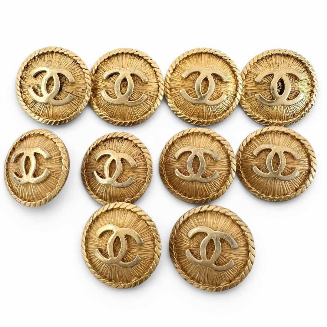 良品▲CHANEL シャネル ヴィンテージ ココマーク 裏ロゴ入り 金ボタン メタルボタン 10個セット ボタン ゴールド レディース