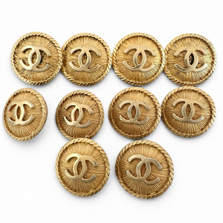 良品▲CHANEL シャネル ヴィンテージ ココマーク 裏ロゴ入り 金ボタン メタルボタン 10個セット ボタン ゴールド レディース