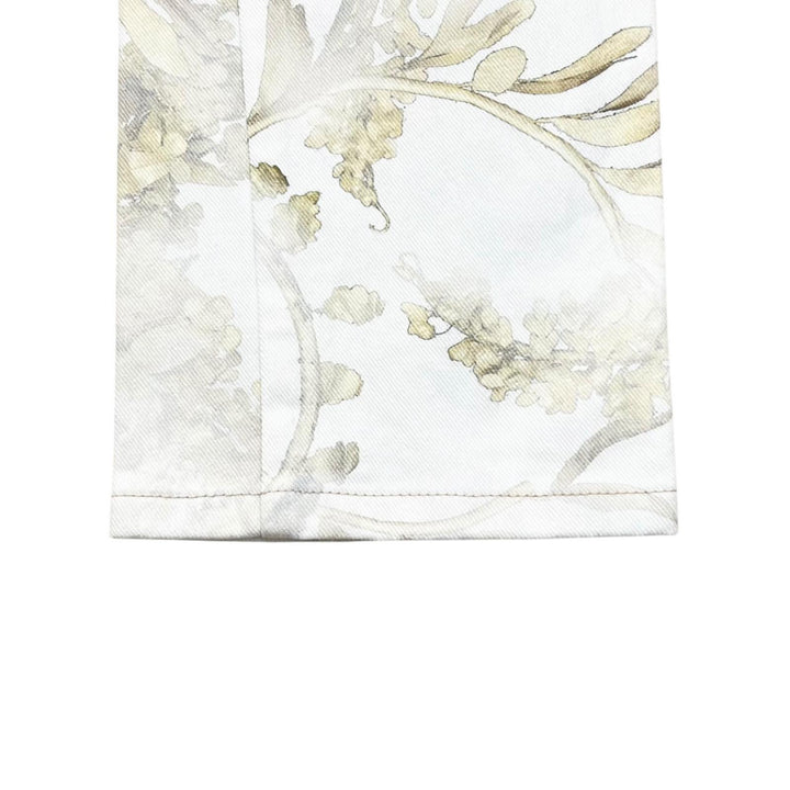 極美品▲CHANEL シャネル P57940 コットン ロゴボタン 花柄 フラワーデザイン パンツ アイボリー 34 イタリア製 正規品 レディース