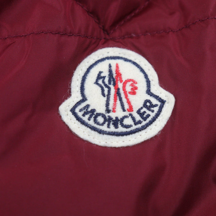 美品▼MONCLER モンクレール 2017年製 EMPIRE ロゴワッペン付き フーデッド ダブルジップアップ ダウンジャケット レッド 1 メンズ