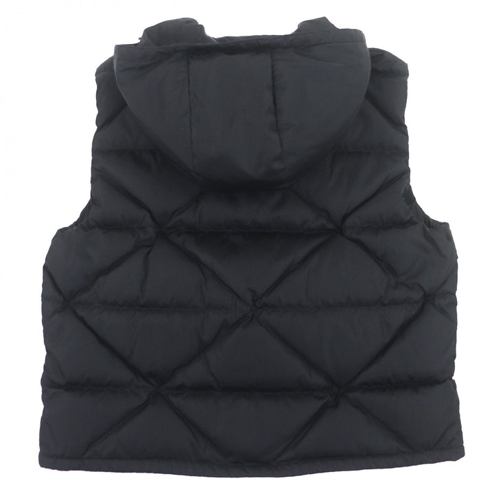極美品▼PRADA プラダ 2022年製 SGB804 ロゴプリント RE-NYRON フーデッド ジップアップ ダウンベスト ブラック XXXL 正規品 メンズ