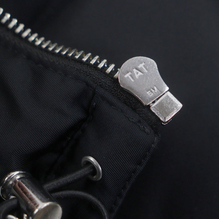 極美品▼PRADA プラダ 2022年製 SGB804 ロゴプリント RE-NYRON フーデッド ジップアップ ダウンベスト ブラック XXXL 正規品 メンズ
