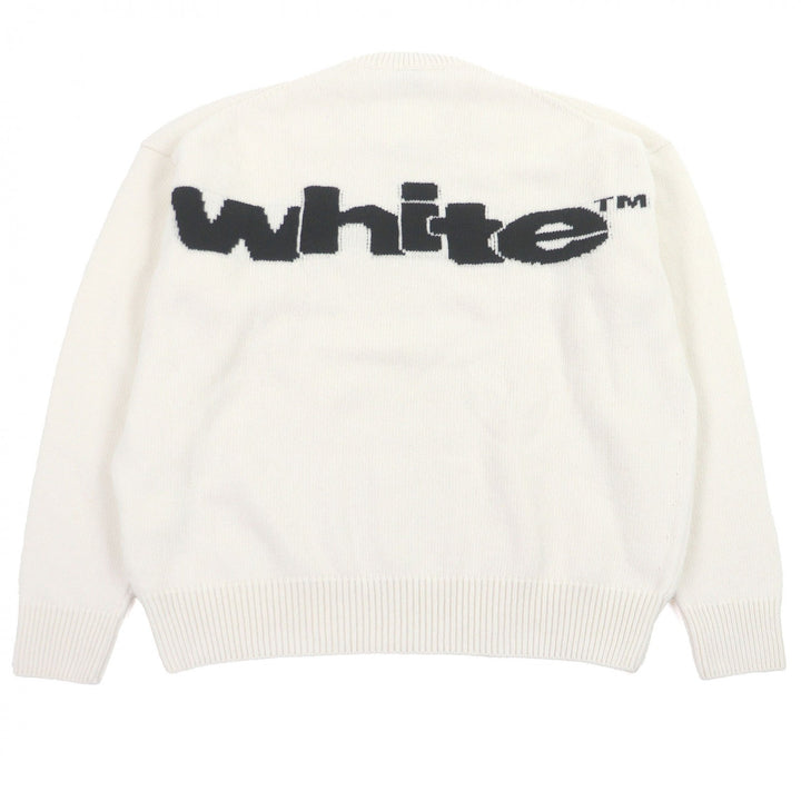 未使用品□OFF-WHITE オフホワイト 24AW OMHE198F24 SHARED LOGO KNIT CREWNECK ロゴニット セーター クリーム M 正規品 定価101200円