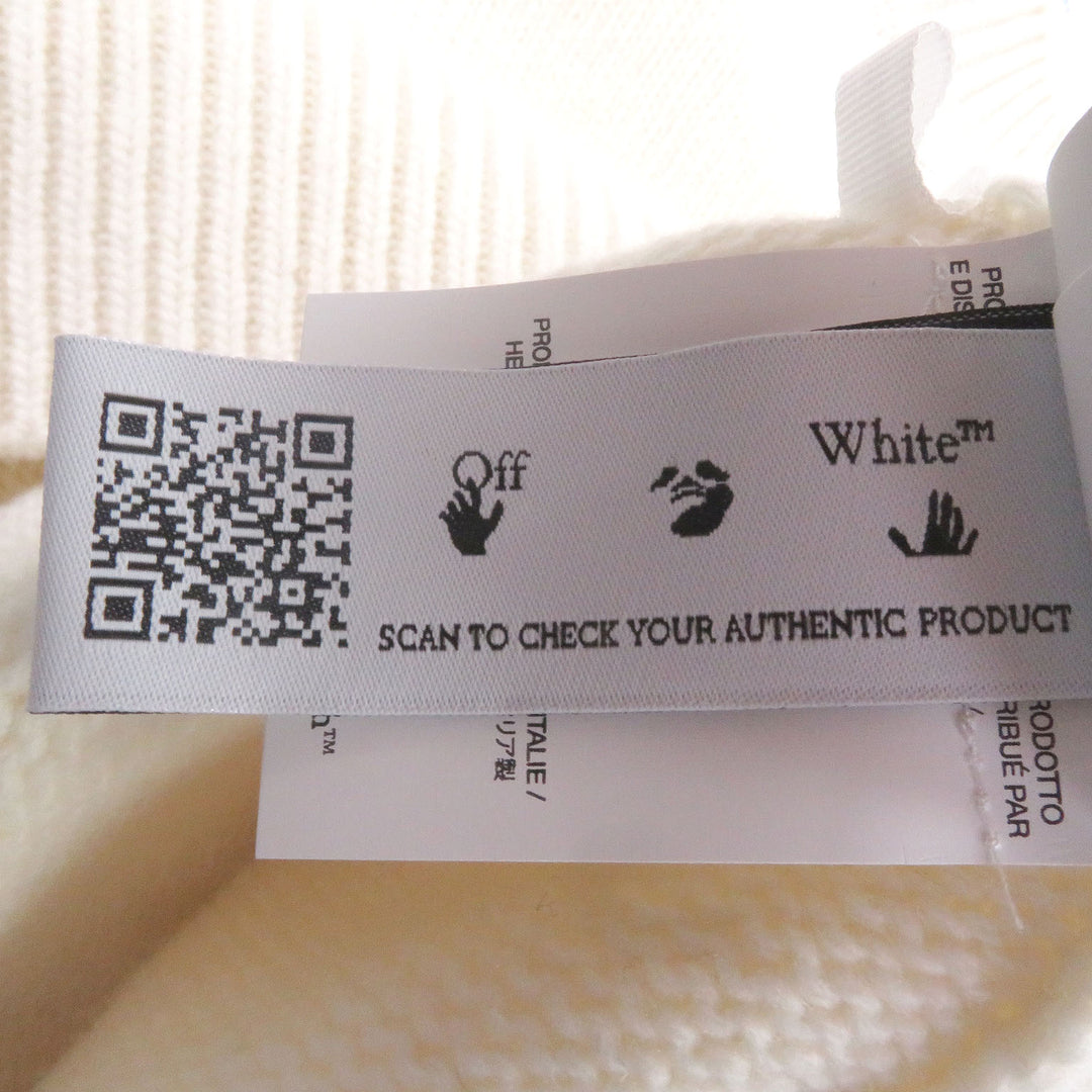 未使用品□OFF-WHITE オフホワイト 24AW OMHE198F24 SHARED LOGO KNIT CREWNECK ロゴニット セーター クリーム M 正規品 定価101200円