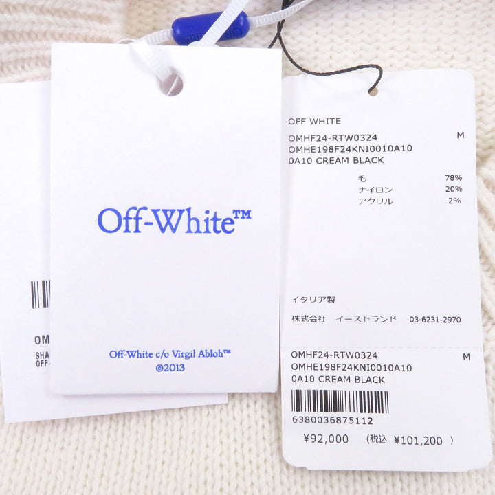 未使用品□OFF-WHITE オフホワイト 24AW OMHE198F24 SHARED LOGO KNIT CREWNECK ロゴニット セーター クリーム M 正規品 定価101200円