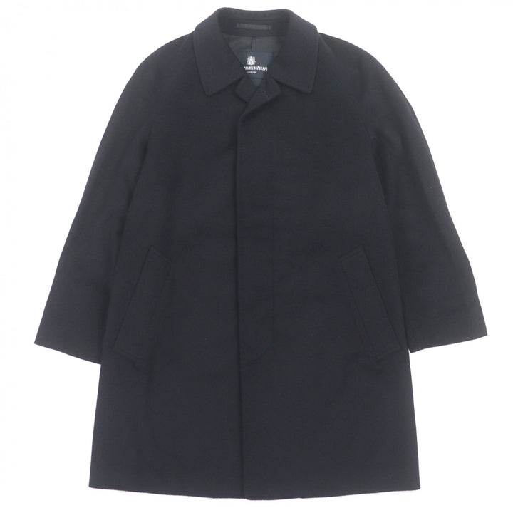 未使用品▼Aquascutum アクアスキュータム カシミヤ100% ロゴ入りボタン 比翼仕立て ステンカラーコート 日本サイズXS～S相当 正規品