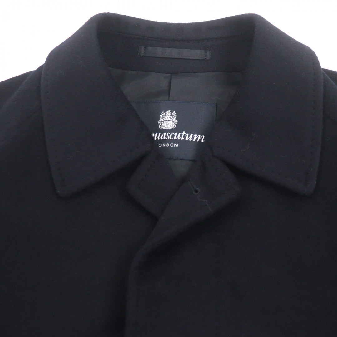 未使用品▼Aquascutum アクアスキュータム カシミヤ100% ロゴ入りボタン 比翼仕立て ステンカラーコート 日本サイズXS～S相当 正規品