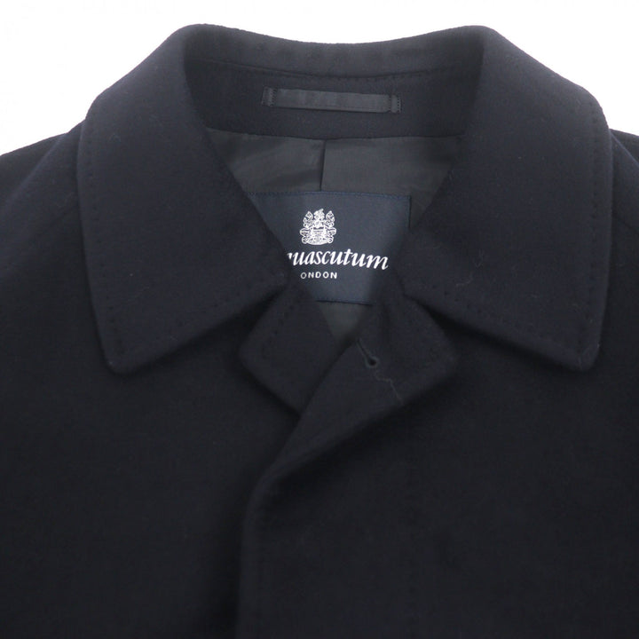 未使用品▼Aquascutum アクアスキュータム カシミヤ100% ロゴ入りボタン 比翼仕立て ステンカラーコート 日本サイズXS～S相当 正規品