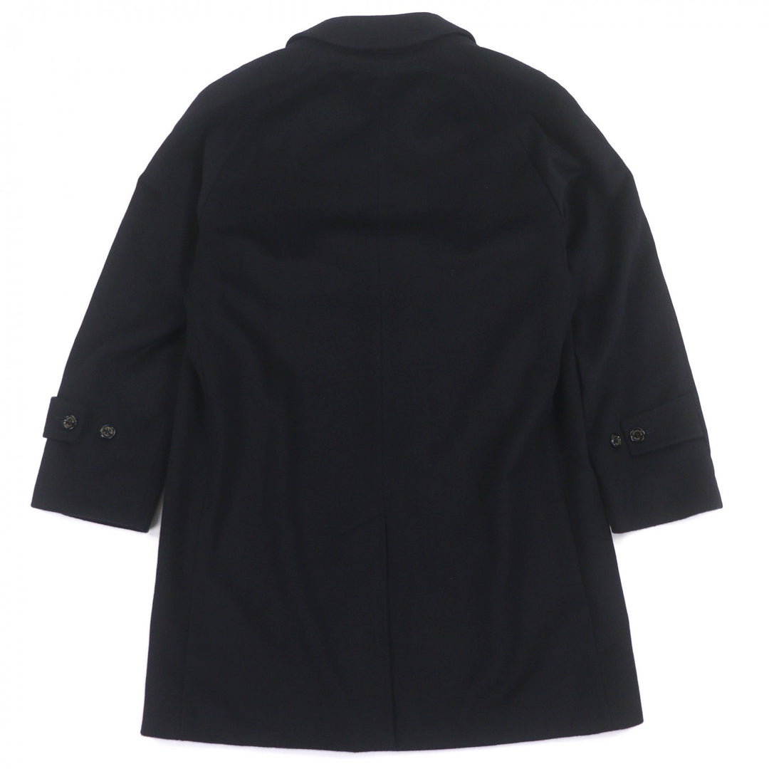 未使用品▼Aquascutum アクアスキュータム カシミヤ100% ロゴ入りボタン 比翼仕立て ステンカラーコート 日本サイズXS～S相当 正規品