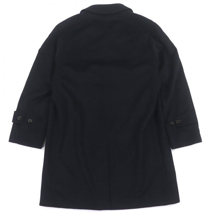 未使用品▼Aquascutum アクアスキュータム カシミヤ100% ロゴ入りボタン 比翼仕立て ステンカラーコート 日本サイズXS～S相当 正規品