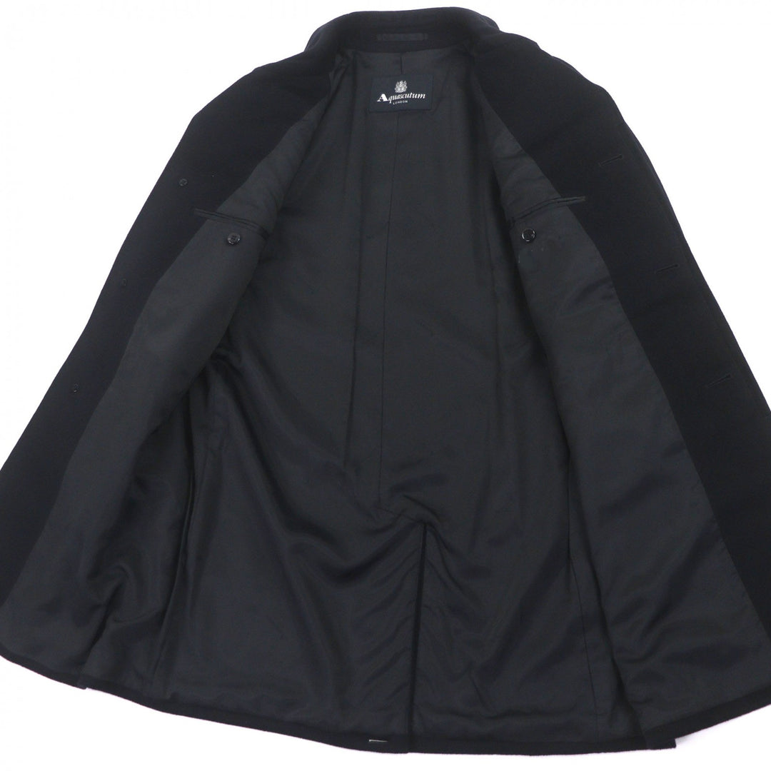 未使用品▼Aquascutum アクアスキュータム カシミヤ100% ロゴ入りボタン 比翼仕立て ステンカラーコート 日本サイズXS～S相当 正規品