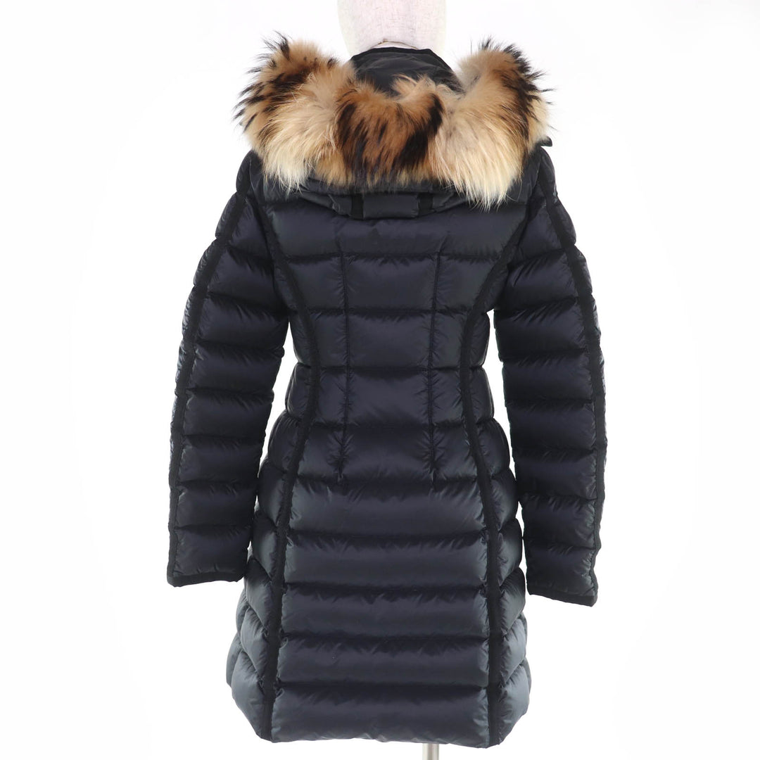 美品☆MONCLER モンクレール 18-19AW HERMIFUR エルミファー ファー・フード・ロゴワッペン付 ダウンコート ブラック 0 国内正規品