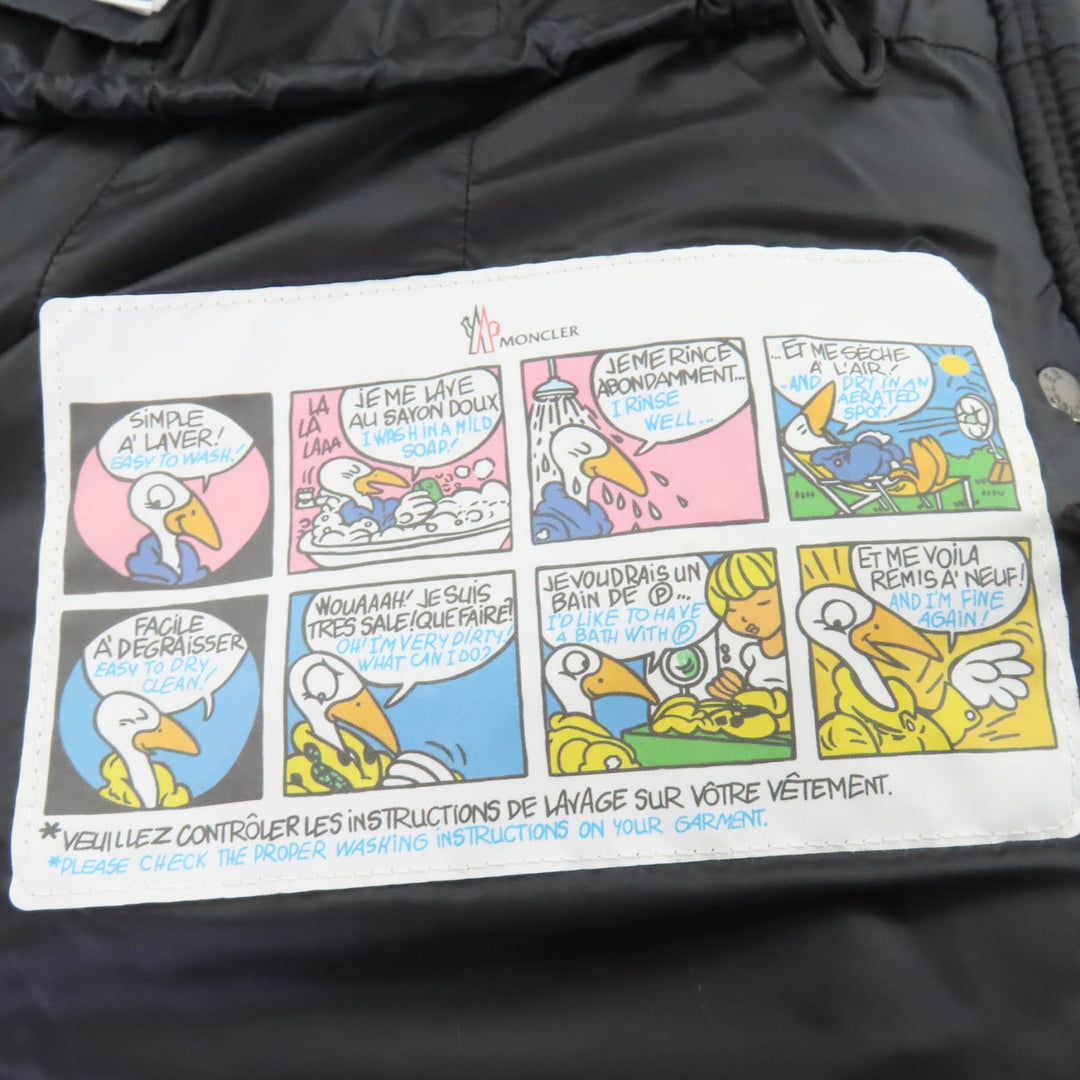 美品☆MONCLER モンクレール 18-19AW HERMIFUR エルミファー ファー・フード・ロゴワッペン付 ダウンコート ブラック 0 国内正規品