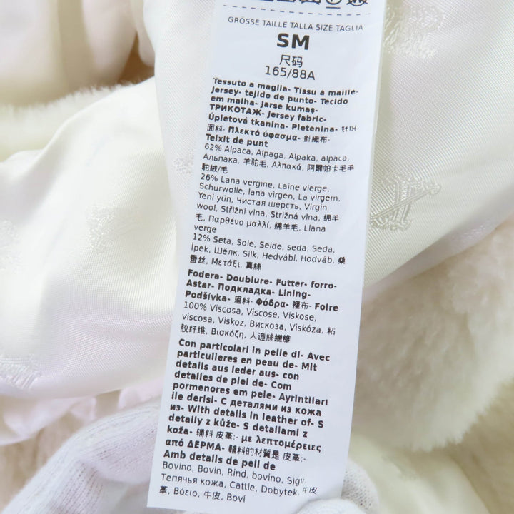 極美品☆Max Mara マックスマーラ 2024年製 24247363026 テディベアコート アルパカ シルク混 レザー使い ホワイト SM 伊製 正規品
