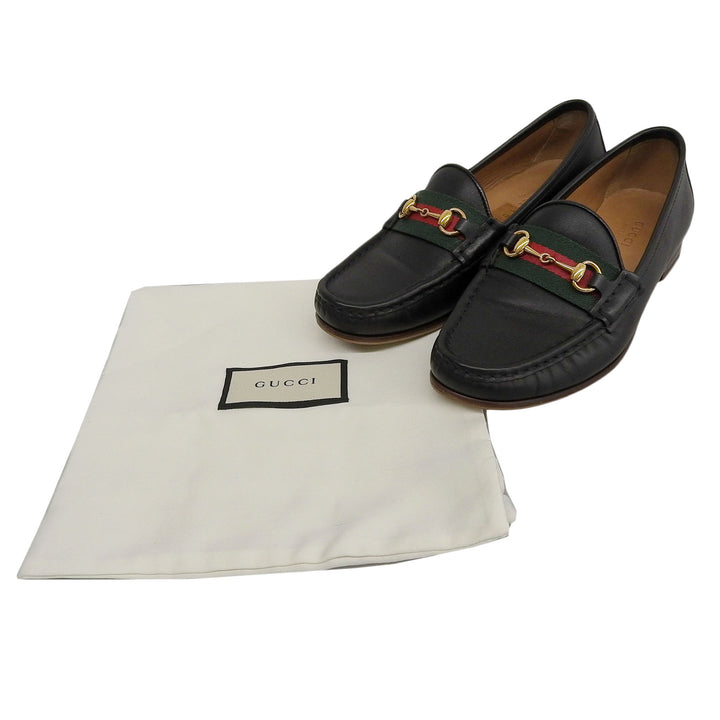美品▲GUCCI グッチ 384874 シェリーライン ホースビット レザーシューズ ローファー ゴールド金具 36 保存袋付き イタリア製 レディース