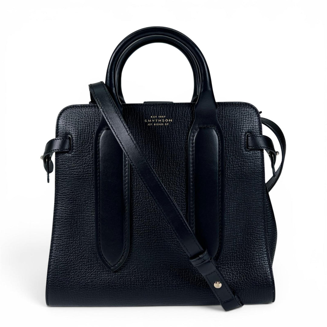 極美品▲SMYTHSON スマイソン 3WAY レザー ショルダーバッグ ハンドバッグ ブラック 保存袋付き イタリア製 レディース