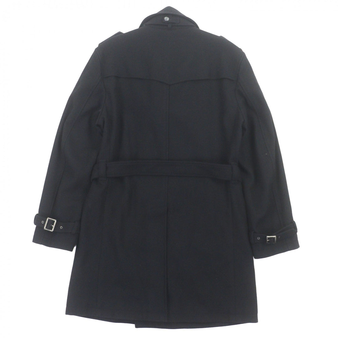美品▼BURBERRY BLACK LABEL バーバリーブラックレーベル カシミヤ混 裏地ノバチェック柄 エンブレムボタン トレンチコート L 正規品