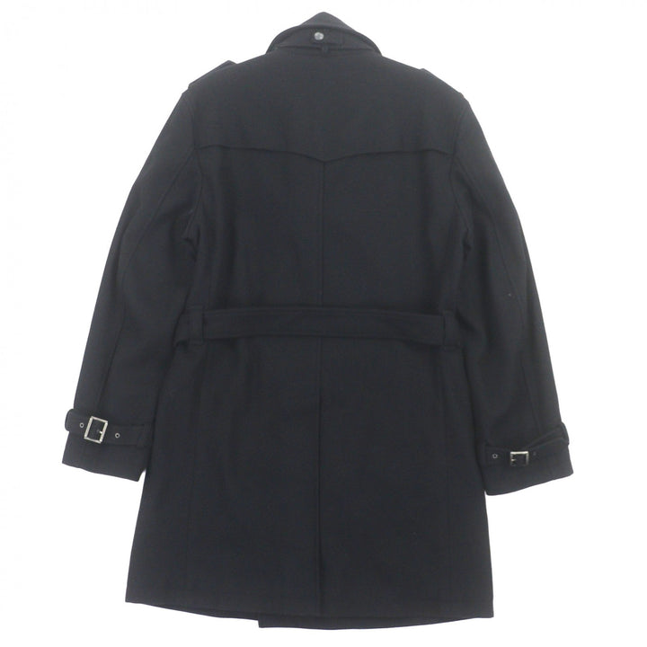 美品▼BURBERRY BLACK LABEL バーバリーブラックレーベル カシミヤ混 裏地ノバチェック柄 エンブレムボタン トレンチコート L 正規品