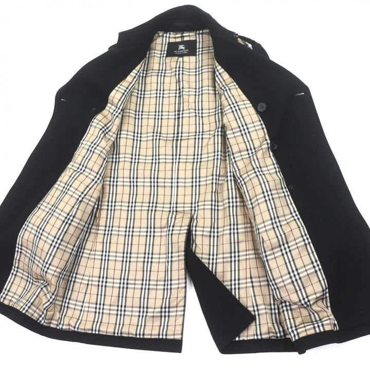 美品▼BURBERRY BLACK LABEL バーバリーブラックレーベル カシミヤ混 裏地ノバチェック柄 エンブレムボタン トレンチコート L 正規品