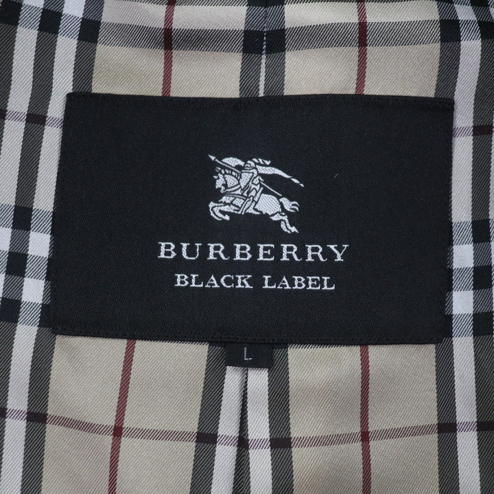 美品▼BURBERRY BLACK LABEL バーバリーブラックレーベル カシミヤ混 裏地ノバチェック柄 エンブレムボタン トレンチコート L 正規品