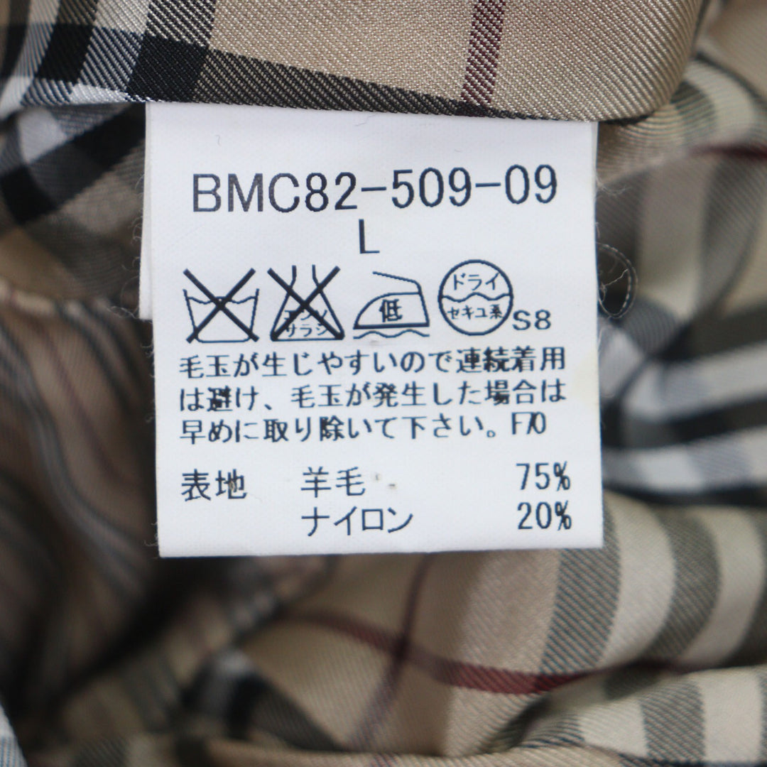 美品▼BURBERRY BLACK LABEL バーバリーブラックレーベル カシミヤ混 裏地ノバチェック柄 エンブレムボタン トレンチコート L 正規品