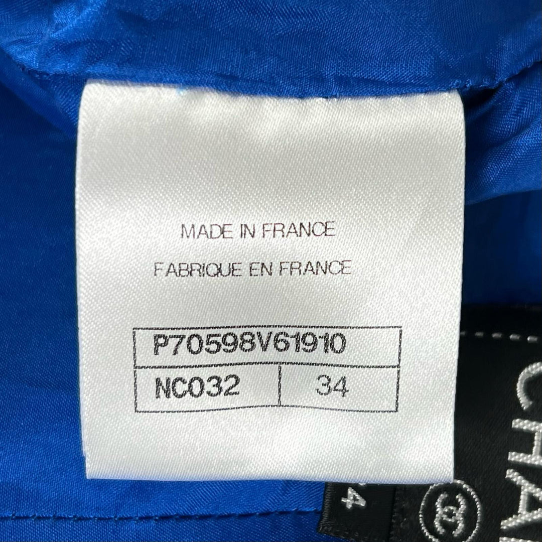 極美品▲CHANEL シャネル P70598 裏地シルク100% ココマーク ツイード フレアパンツ クロップドパンツ ブルー 34 フランス製 レディース