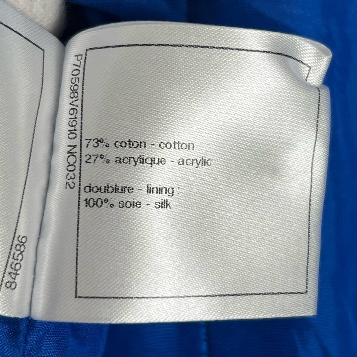 極美品▲CHANEL シャネル P70598 裏地シルク100% ココマーク ツイード フレアパンツ クロップドパンツ ブルー 34 フランス製 レディース