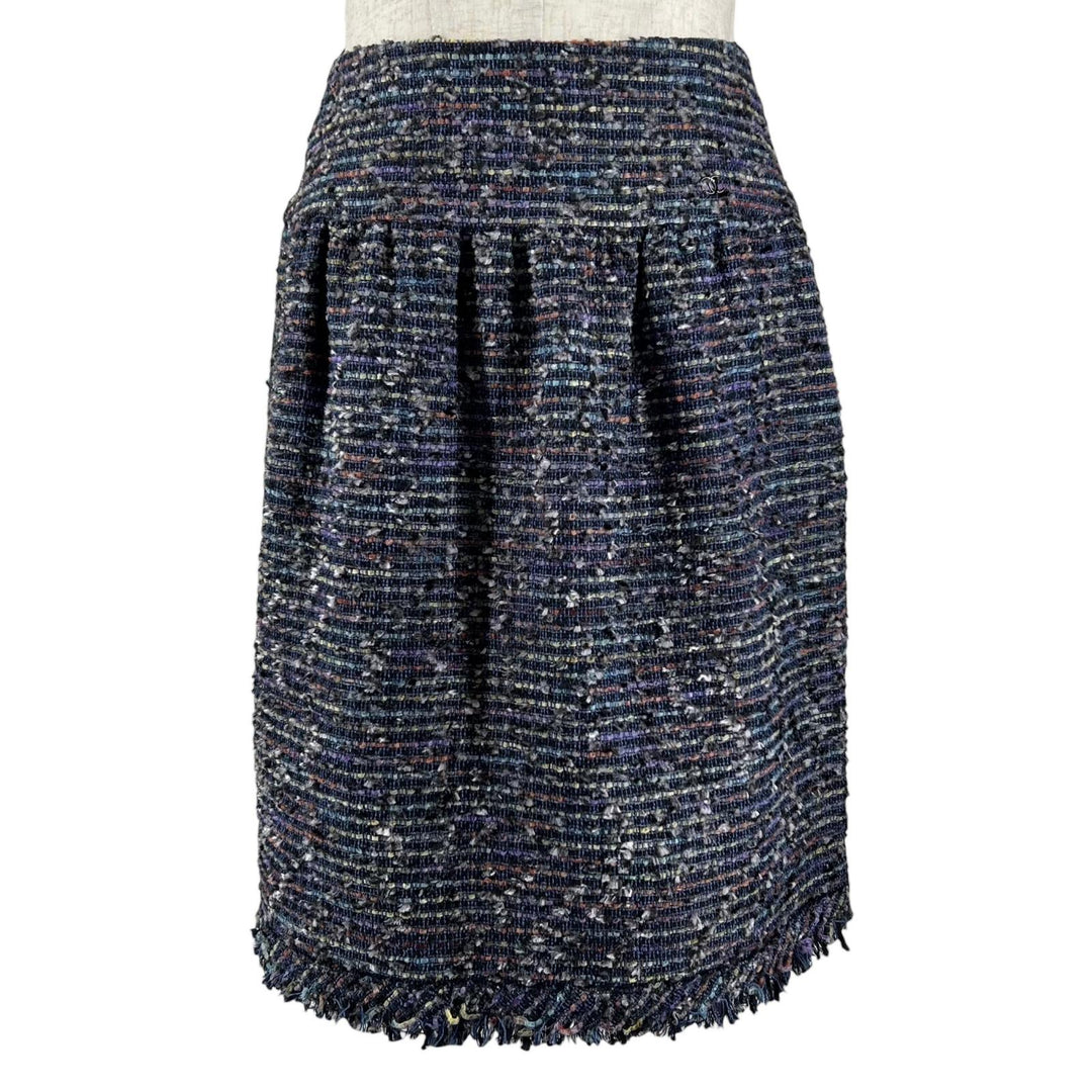 極美品▲CHANEL シャネル ヴィンテージ 05A P26317 ココマーク ツイードスカート マルチカラー 34 フランス製 レディース