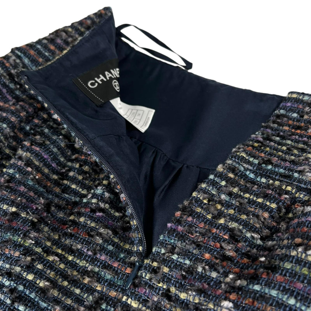 極美品▲CHANEL シャネル ヴィンテージ 05A P26317 ココマーク ツイードスカート マルチカラー 34 フランス製 レディース