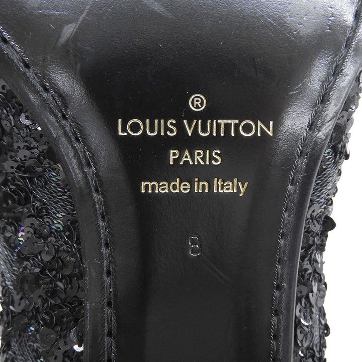 未使用品▲LOUIS VUITTON ルイヴィトン スパンコールモノグラム ホールカット ドレスシューズ ブラック 8 イタリア製 メンズ