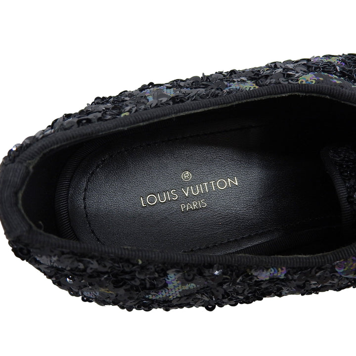 未使用品▲LOUIS VUITTON ルイヴィトン スパンコールモノグラム ホールカット ドレスシューズ ブラック 8 イタリア製 メンズ