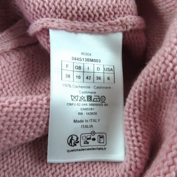 極美品★Christian Dior クリスチャンディオール 344S13BM003 カシミヤ100％ ロゴデザイン 袖フリル 半袖ニット ピンク 42 伊製 正規品