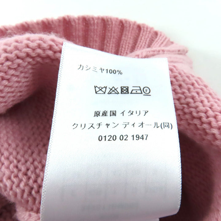 極美品★Christian Dior クリスチャンディオール 344S13BM003 カシミヤ100％ ロゴデザイン 袖フリル 半袖ニット ピンク 42 伊製 正規品