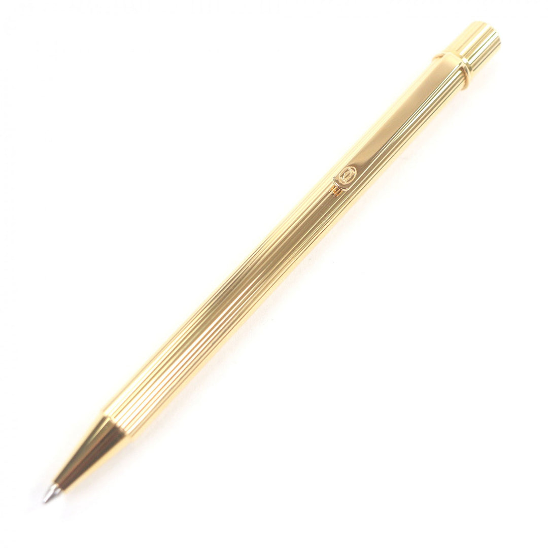 極美品□Cartier カルティエ マスト ドゥ カルティエ ストライプ柄 ボールペン ゴールド 箱・ケース付き フランス製 メンズ 筆記確認済み