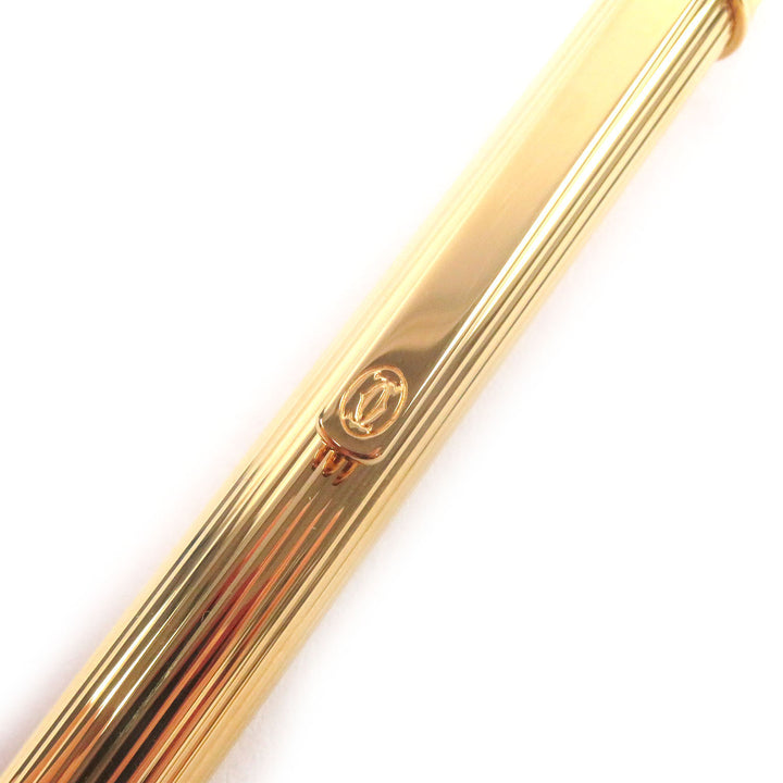極美品□Cartier カルティエ マスト ドゥ カルティエ ストライプ柄 ボールペン ゴールド 箱・ケース付き フランス製 メンズ 筆記確認済み